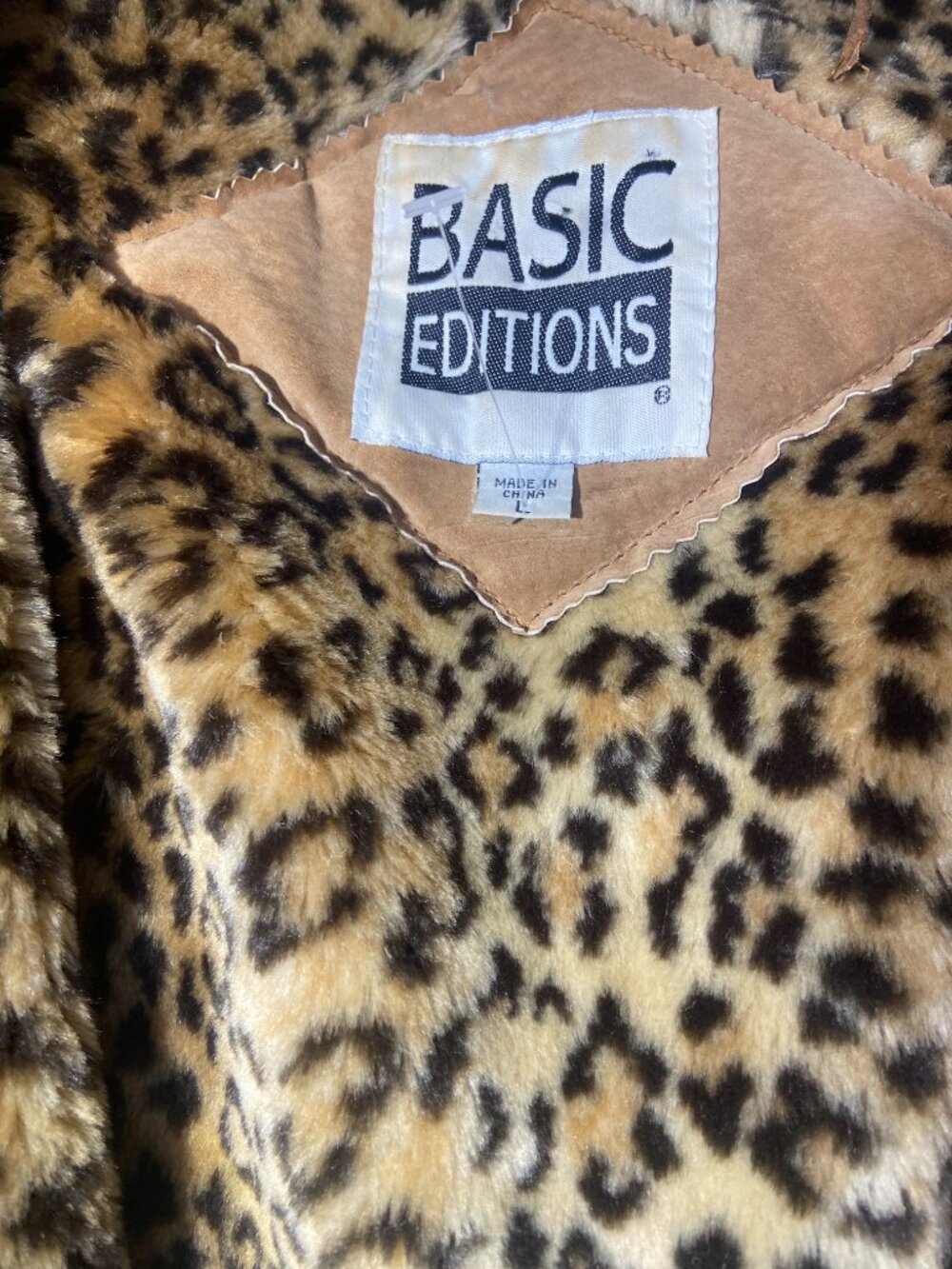 Vintage Leather Cheetah Print Coat Women’s L USA Mobwife Tuscanmom Hooded - Picture 5 of 6